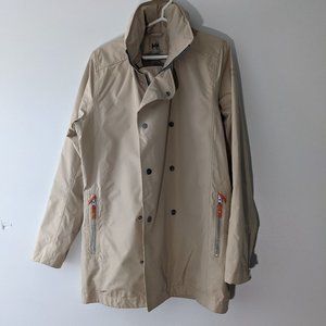Helly Hansen Rain Jacket Trench with Stowaway Hood Beige Size Medium